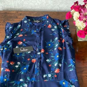 Porch Swing Navy Blue Floral Print Skater Dress